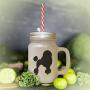 Green Poodle Silhouette Frosted Glass Mason Jar With Straw