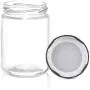 Folinstall Round 8 oz Airtight Glass Jars with Black Metal Lid - Spice Jars  for Jam, Honey, Spices, Arts and Gift Holder 1 Set (9 Jars)