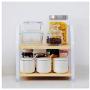 YLKCU Solid Wood Spice Racks, 2 Layer Multipurpose for Kitchen Countertop Storage Bottle Jars Rack Kitchen Shelf Holder