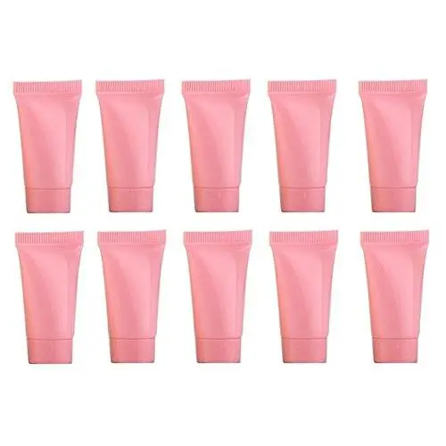 24Pcs 5ml/0.2oz Mini Portable Plastic Hose with Screw Lid Refillable Squeeze Bottle Soft Tube Cosmetic Container Vials Makeup Dispening Tool Holder for Facial Cleanser Toothpaste Hand Cream (Pink)