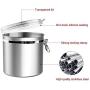 Stainless Steel Airtight Canister for Kitchen, Large Flour Coffee Bean Tea Cereal Sugar Cookie Metal Food Storage Canisters with Clear Lid and Sturdy Locking Clamp
