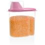 Nubstous Portable Plastic Food Grain Cereal Flour Storage Box 1.9L with Lid and Measurement Cup Pink