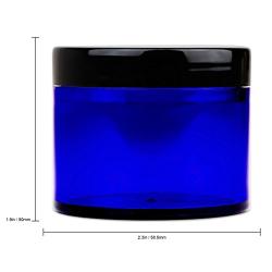 Beauticom 2 oz./ 60 Grams/ 60 ML (Quantity: 36 Packs) Thick Wall Round COBALT BLUE Plastic LEAK-PROOF Jars Container with BLACK Lids for Cosmetic, Lip Balm, Creams, Lotions, Liquids