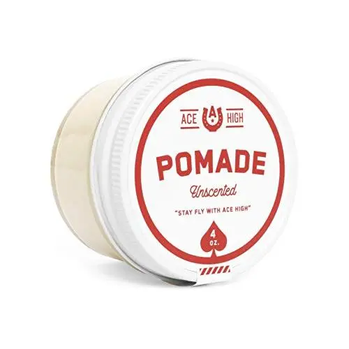 Ace High Pomade, unparfümiert, starker Halt, natürlicher Glanz, wasserbasiert, handgefertigt, 118 ml