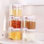 Liveday 5 Pcs Seasoning Jar Spice Box Condiment Jars Transparent Kitchen Container Stackable Sealed with Double Lid for Kitchen