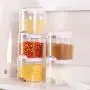Liveday 5 Pcs Seasoning Jar Spice Box Condiment Jars Transparent Kitchen Container Stackable Sealed with Double Lid for Kitchen