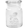 Clear Glass Herb Stash Jar with Lid 4.5 oz with Bad Mother f***** Logo from Smoke Promos Clear Glass Herb Stash Jar with Lid 4.5 oz with Bad Mother f***** Logo from Smoke Promos