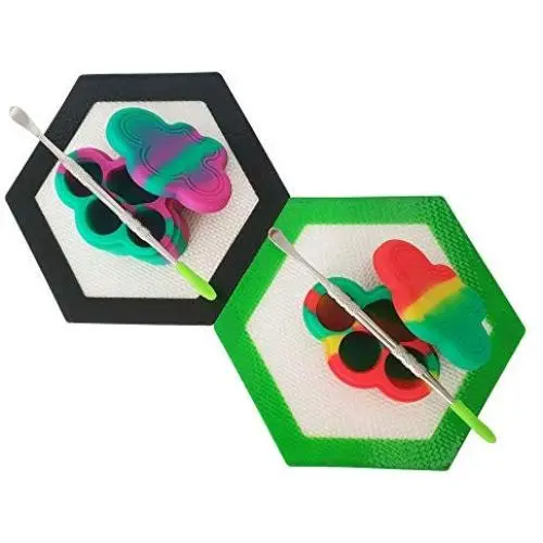 Silikon Hexagon Matte 22ml Beutel, Wolke-Formige Behälter, Wachsölbehälter, Konzentrationsbehälter, Silikonbehälter mit Metallstab (Zufarbige, 1 Stück)