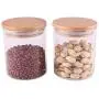 HIZLJJ 3 Piece Glass Airtight Jars Storage Canister Container Set with Bamboo Lid for Kitchen, Bathroom HIZLJJ 3 Piece Glass Airtight Jars Storage Canister Container Set with Bamboo Lid for Kitchen, Bathroom
