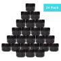 Houseables Black Jar Lotion Container, 2 Oz, 60 ML Gram Capacity, 24 pcs, Plastic, BPA Free, w/Removable Inner Liners & Dome Lids for Cosmetic Samples, Cream