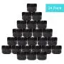 Houseables Schwarze Glasflasche für Lotion, 50 ml, 24 Stück, Kunststoff, BPA-frei, mit entfernbarer Innenmanschette und Deckel für Kosmetikproben & Cremes