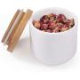 TNKML Ceramic Food Storage Tank Sealed Food Storage Tank, Portable Ceramic Food Storage Tank, With Storage Bag And Wooden Cover For Seasoning Tank White