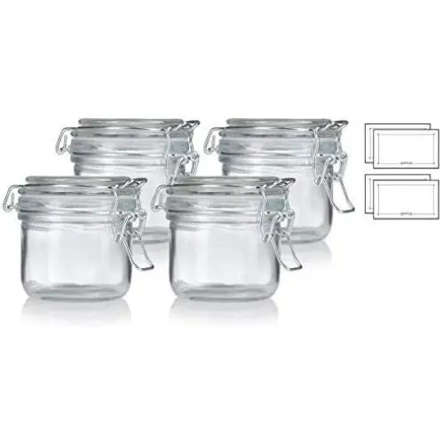 6.67 oz / 200 ml Airtight Thick Heavy Wall Glass Hermetic Jar Set (4 PACK) for Bath and Body, Canning, Spices, Kitchen and Storage 6.67 oz / 200 ml Airtight Thick Heavy Wall Glass Hermetic Jar Set (4 PACK) for Bath and Body, Canning, Spices, Kitchen and Storage