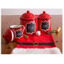 Wood & Style Premium Ceramic RED Canister Medium Poka Dot Meduim Storage