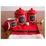 Wood & Style Premium Ceramic RED Canister Medium Poka Dot Meduim Storage