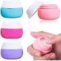 Travel Containers Sets, AMMAX Silicone Cream Jars for toiletries, TSA Approved Travel Size Containers with Hard Sealed Lids for Face Hand Body Cream 20ml (4 Pieces)