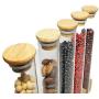 HOUSIYU Food Storage Container, Solid Wood Base Glass Test Tube Coffee Bean Storage Tank, Creative Display Stand, Food Seasoning Jar Open Kitchen Utensils, Small House 4 Holes,3x12cm