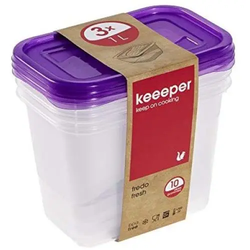 Boîte de Conservation keeeper Food Box Fredo Fresh 1L Rectangulaire 3 Pièces, Polypropylène, Violette, 15.5 x 10.5 x 11.5 cm Boîte de Conservation keeeper Food Box Fredo Fresh 1L Rectangulaire 3 Pièces, Polypropylène, Violette, 15.5 x 10.5 x 11.5 cm