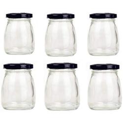 Amao 6Pcs,3oz Mini Glass Jars with Black Lids for Jam, Honey Jelly Party Wedding Favors Kitchen Storage
