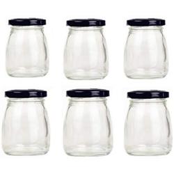 Amao 6Pcs,3oz Mini Glass Jars with Black Lids for Jam, Honey Jelly Party Wedding Favors Kitchen Storage