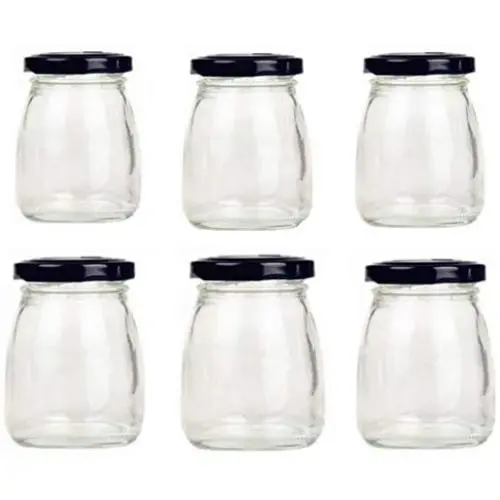 6er Set Mini Glasbehälter mit Schwarzkappen – 100 ml für Marmelade, Honig, Gelee, Partygeschenke, Küche, Aufbewahrung