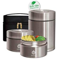 Hotcom Portable Vacuum Insulated Stainless Steel Lunch Thermos with Lunch Bag, BPA Free Leakproof Food Storage Container