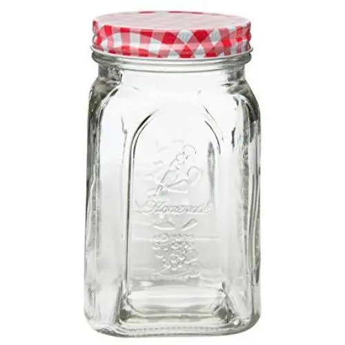 Collection Amicale Jardin Canister en Verre 7CN552R, Série Maison, Couvercle Métallique Tourné, 1 Litre, Relief Texturé, Motifs Gingham Collection Amicale Jardin Canister en Verre 7CN552R, Série Maison, Couvercle Métallique Tourné, 1 Litre, Relief Texturé, Motifs Gingham