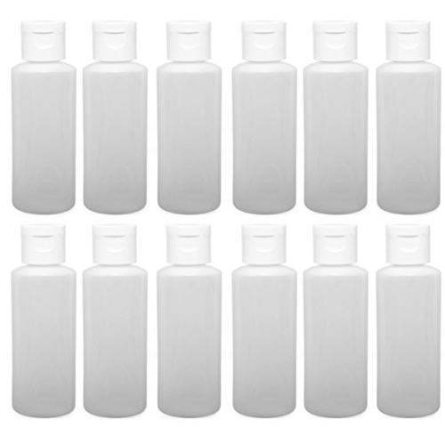 12-2-ounce Travel Bottles with Flip Caps (White Cap)