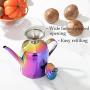 Olive Oil Can Dispenser Drizzler Cruet 18/8 Stainless Steel Kitchen Cooking Oil Jar Storage Container Canister Pourer with Drip Free Spout 0.5 Quart/17 Oz Rainbow Mirror Finish