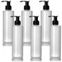 6 Pack 8 Oz Plastic Pump Dispenser Bottles for Lotion, Massage Oil, Shampoo and More! - Refillable, BPA Free Clear / Opaque Empty 8oz Containers - Fit Into Holsters, Bulk