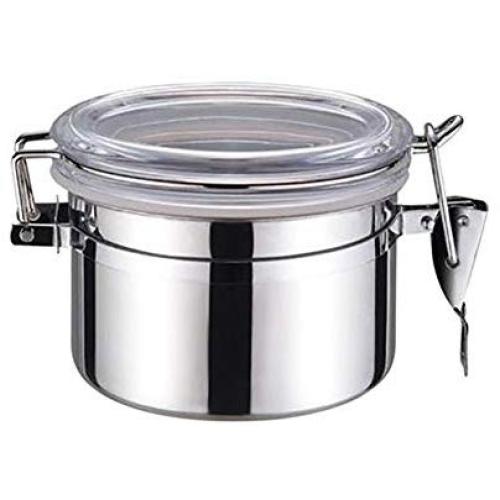 Stainless Steel Container Kitchen Airtight Canister With Clear Lid And Locking Clamp, Food Preserving Jar For Storing Tobacco, Coffee, Sugar, Flour, Sweets - Fightsong