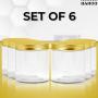 Plastic Jars With Lids, 16 Oz, Clear Jar With Smooth Lids Storage Containers For Cosmetics, Travel, Cream, Makeup, Slime Storage Jars, Desert Containers. screw On Smooth Cap. (PACK OF 6) (gold)