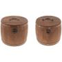 3Pcs 18x16cm Vintage Wood Barrel Tea Caddy Airtight Sealed Tea Leaves Tin Canister Kitchen Food Storage Jar Container