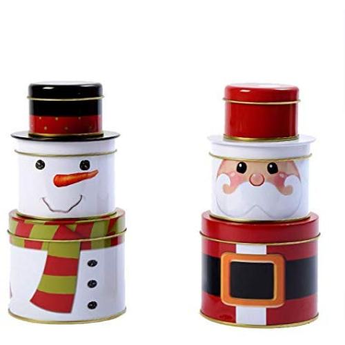 FIY Snowman Christmas Candy Cookie Storage Jars, Iron Santa Claus Sugar Box for Home Party Decor 5.3 x 9.8inches (Color : Candy jar Set)