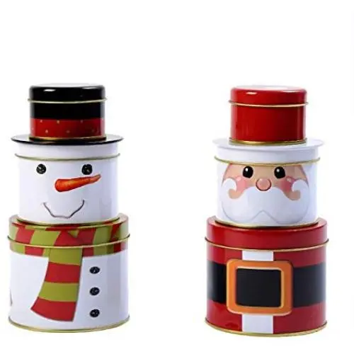 Bouteilles de rangement pour biscuits et bonbons de Noël décorations Père Noël, boîte à sucre de Noël en fer, idéale pour les fêtes et la décoration intérieure (Couleur : Ensemble de bocaux à bonbons)