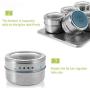 DUDDP Storage Spice lar set 6 Stainless Steel Magnetic Spice Jars, Airtight Kitchen Storage Containers - Fridge to Save Counter & Cupboard Space-Easy to Install