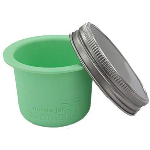 Divider Cup for Wide Mouth Mason Jars - For Salads, Dips, and Snacks (Mint Green)