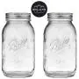 62000 Ball Mason Jars 32 oz Bundle with Non Slip Jar Opener- Set of 2 Quart Size Mason Jars with Regular Mouth - Canning Glass Jars with Lids, Heritage Collection