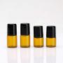 25Pcs Essential Oil Roller Bottles Mini 1ml/2ml/3ml Amber Glass Metal Ball Empty Roll On Glass Bottle Perfume Sample Vials Jar For Aromatherapy Lip Balm Cream Liquid With Black Cap (2ml)