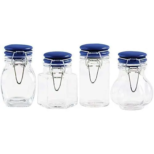 Home Essentials 401 Global Market Blue Spice Jars Set of 4 Home Essentials 401 Global Market Blue Spice Jars Set of 4