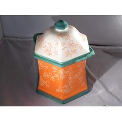 Temp-tations Floral Lace Tangerine 2pc Canister Set Retired