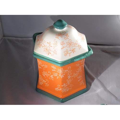 Temp-tations Floral Lace Tangerine 2pc Canister Set Retired