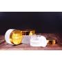 3PCS Empty Refillable White Frosted Glass Cream Jars Bottle Container Pot Storage With Golden Electrochemical Aluminum Lid For Cosmetic Cream Lip Balm Eye Cream Body Butter 20ml/0.68oz