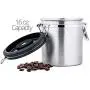 Chefs Star 16 oz Edelstahl Luftdichter Behälter mit integriertem CO2-Gasventil und Datumsverfolgung für Kaffeebohnen und Kaffeemehl