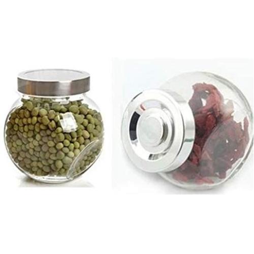 HEHGU Glass Storage Bottles Containers Dispensers Jars for Sugar Honey Scented Tea Food Canisters with Leak-proof Lids, 2 PCS