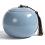Wahdawn Porcelain Tea Jar with Airtight Lid, 8.8 Ounces(250g) Ceramic Container Coffee Canister Sugar Caddy Pot, Kitchen Storage Organizer Traditional Decor Collection,Business Craft Gift (Blue)