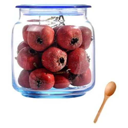 Sealed Storage Jar Food Grains Transparent Glass Bottle Tea Coffee Moisture-proof Seal Storage Cans DELICATEWNN (Capacity : Blue 500ml)