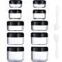 【eBoot 10 Pièces Pots en Plastique Transparents Ronds de 3/5/10/15/20g avec Couvercle à Vis et 2 Pinceaux Mini (Noir)】 【eBoot 10 Pièces Pots en Plastique Transparents Ronds de 3/5/10/15/20g avec Couvercle à Vis et 2 Pinceaux Mini (Noir)】