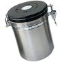 Stainless Steel Airtight Canister with Co2 Vent Valve ＆ Date Tracker Wheel and Locking Clamp for Kitchen, Coffee Ground Vault Jar, Silver, M