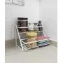 Étagère d'rangement à épices 2 niveaux surélevée pour cuisine salle de bain étagère de rangement pour pots de cosmétiques et pots de maquillage (Blanc) Étagère d'rangement à épices 2 niveaux surélevée pour cuisine salle de bain étagère de rangement pour pots de cosmétiques et pots de maquillage (Blanc)